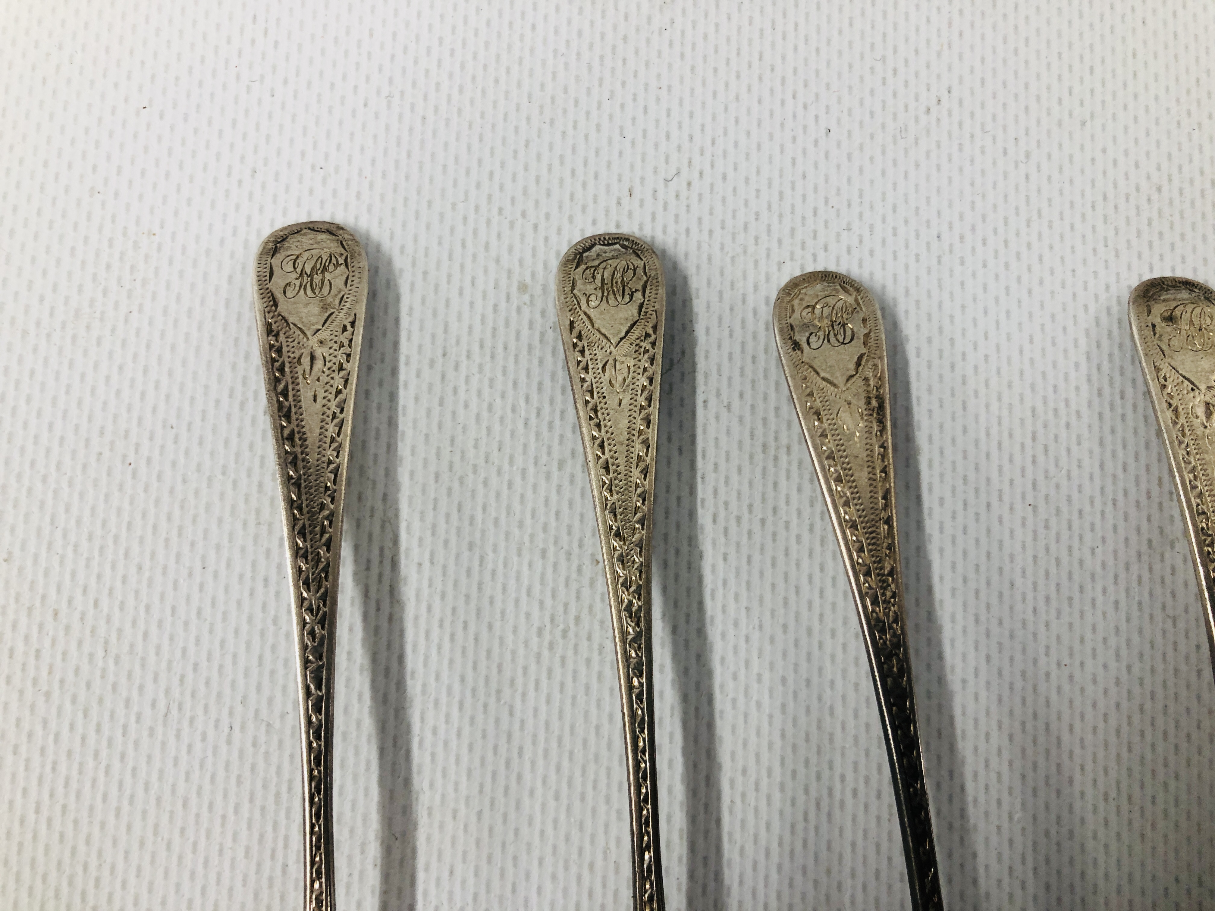 SET OF SIX SILVER GEORGE IV BRIGHT CUT TEA SPOONS, LONDON 1816. - Image 5 of 9