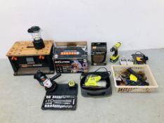 A COLLECTION OF POWER AND HAND TOOLS TO INCLUDE EVOLUTION R185 CIRCULAR SAW,