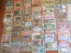 PACKET OF BANKNOTES, MAINLY IN WELL CIRCULATED OR WORN CONDITION, MANY WW2 PERIOD (APPROX 90).