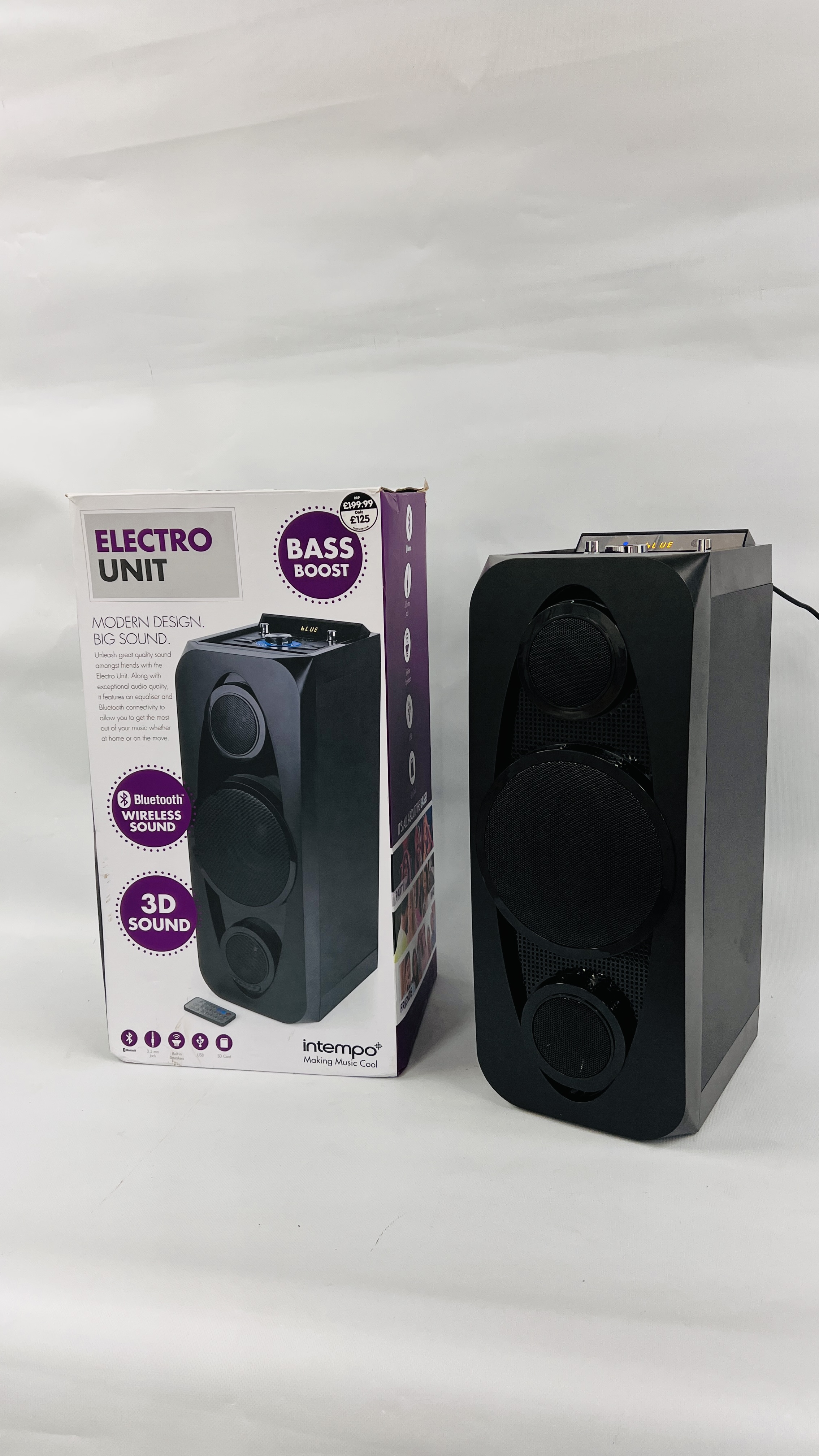A BOXED INTEMPO ELECTRO UNIT LOUD SPEAKER - SOLD AS SEEN