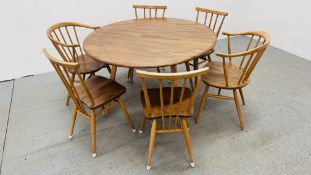 ERCOL DROP FLAP DINING TABLE, W 113CM, D 63CM, EXTENDED 122CM,