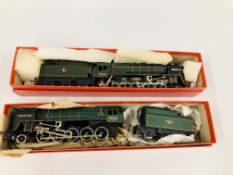 2 X HORNBY 00 GAUGE LOCOMOTIVES WITH TENDERS TO INCLUDE "EVENING STAR".