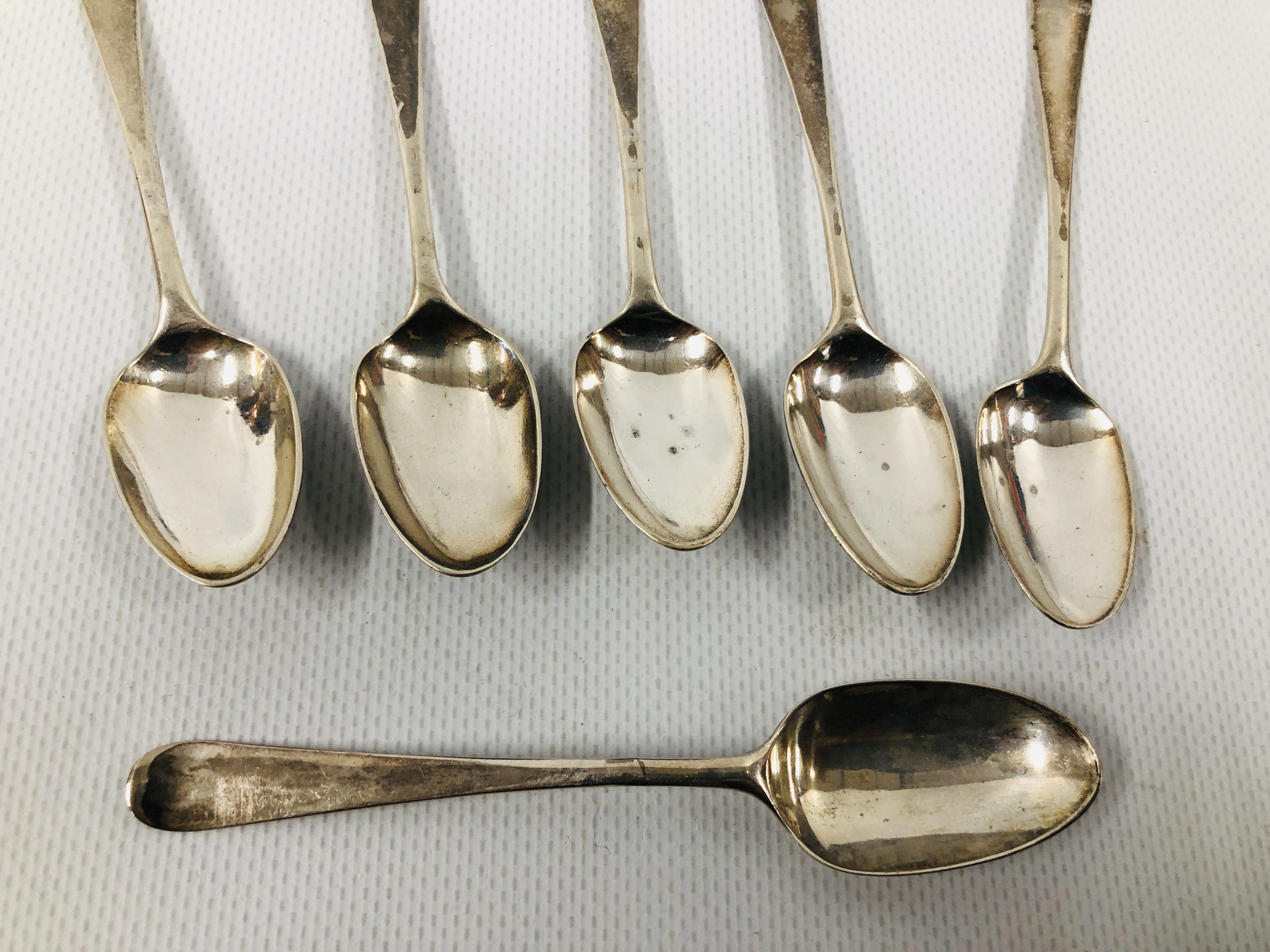 SET OF SIX SILVER HANOVERIAN PATTERN TEASPOONS, MAKER S.A. - Image 2 of 8