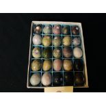 PAST TIMES SEMI-PRECIOUS STONE EGG COLLECTION, 25 IN TOTAL, IN ORIGINAL FITTED DISPLAY BOX.