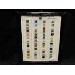 FRAMED DISPLAY OF 52 KINDS OF SEMI-PRECIOUS STONES.