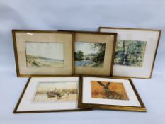 THREE FRAMED WATERCOLOURS BEARING SIGNATURE PETERSON - HARBOUR SCENE,