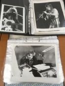 TWO ALBUMS PRESS TYPE PHOTOS SHOWING ROCK MUSICIANS, BANDS, ACTORS ETC (APPROX 80).