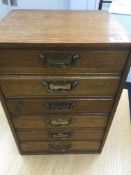 SIX DRAWER WOODEN COLLECTORS CABINET.