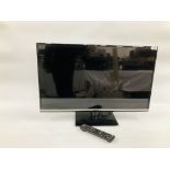 PANASONIC 32 INCH LCD TELEVISION MODEL TX-32AS600B ON A MODERN THREE TIER BLACK GLASS STAND - SOLD