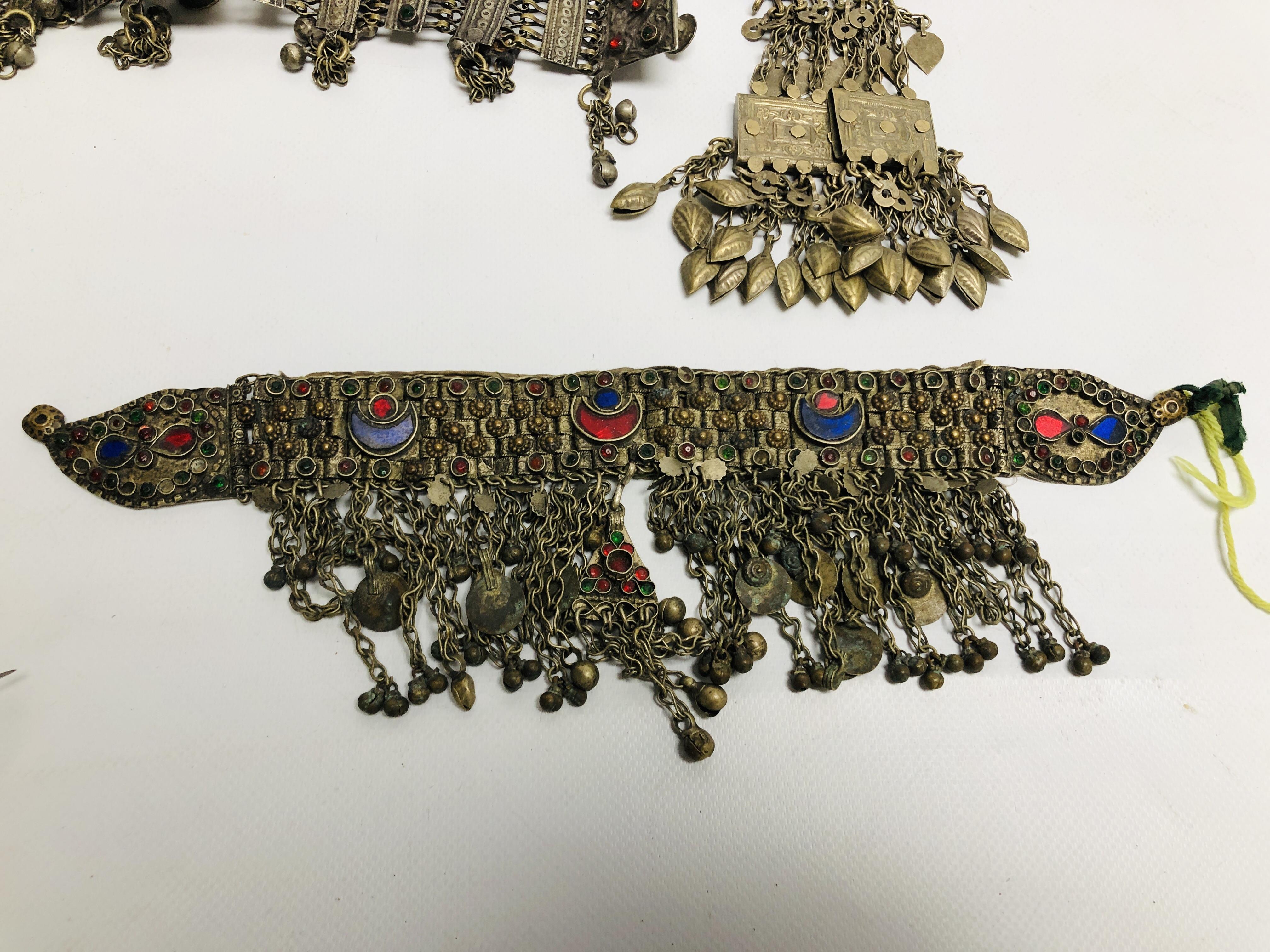 A GROUP OF ASSORTED EASTERN STYLE WHITE METAL JEWELLERY AND GARMENT / HEAD ACCESSORIES, - Image 2 of 12