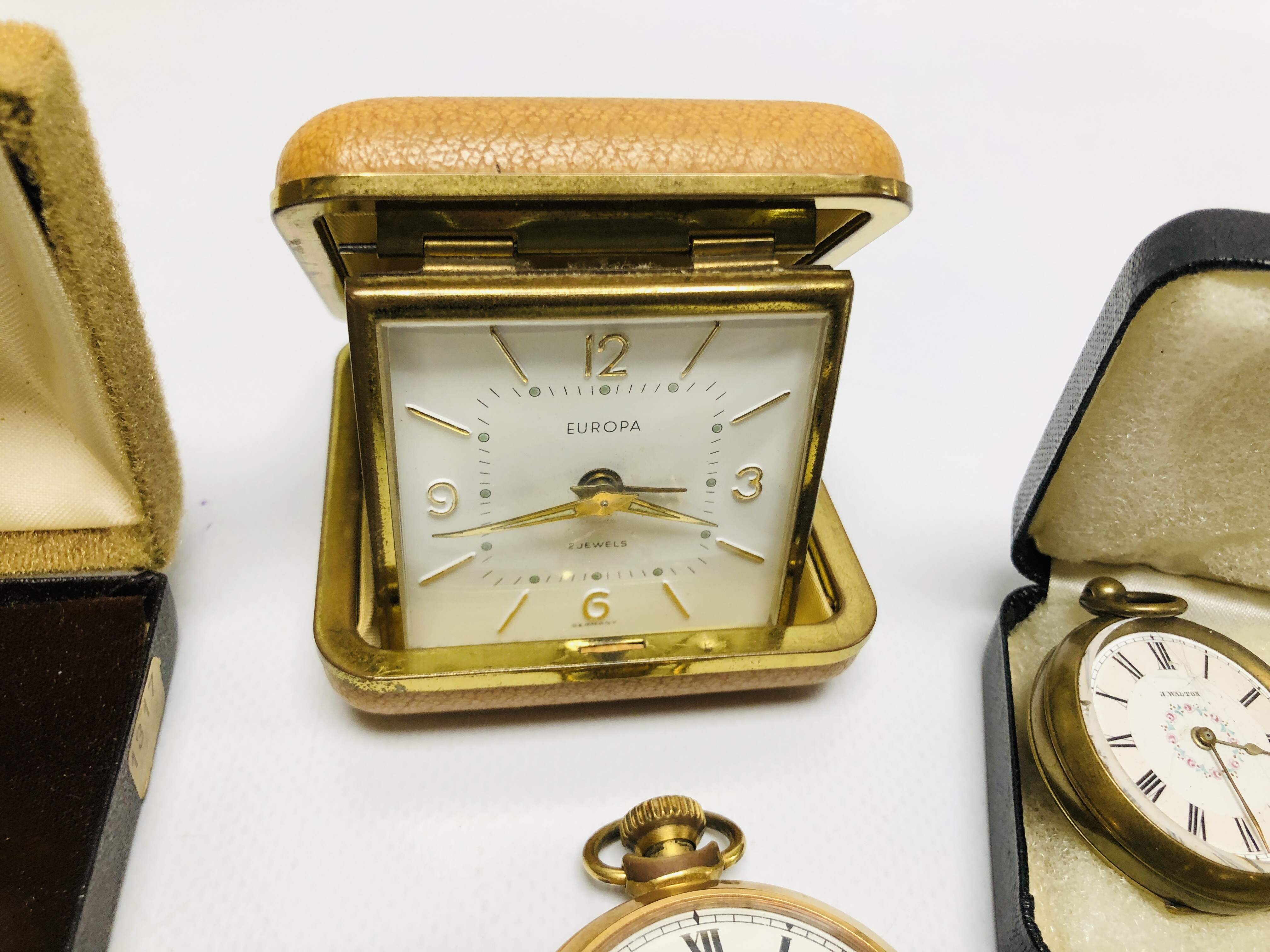 A GROUP OF 3 VINTAGE POCKET WATCHES TO INCLUDE 2 MARKED SMITHS, EUROPA TRAVEL CLOCK, - Image 4 of 8