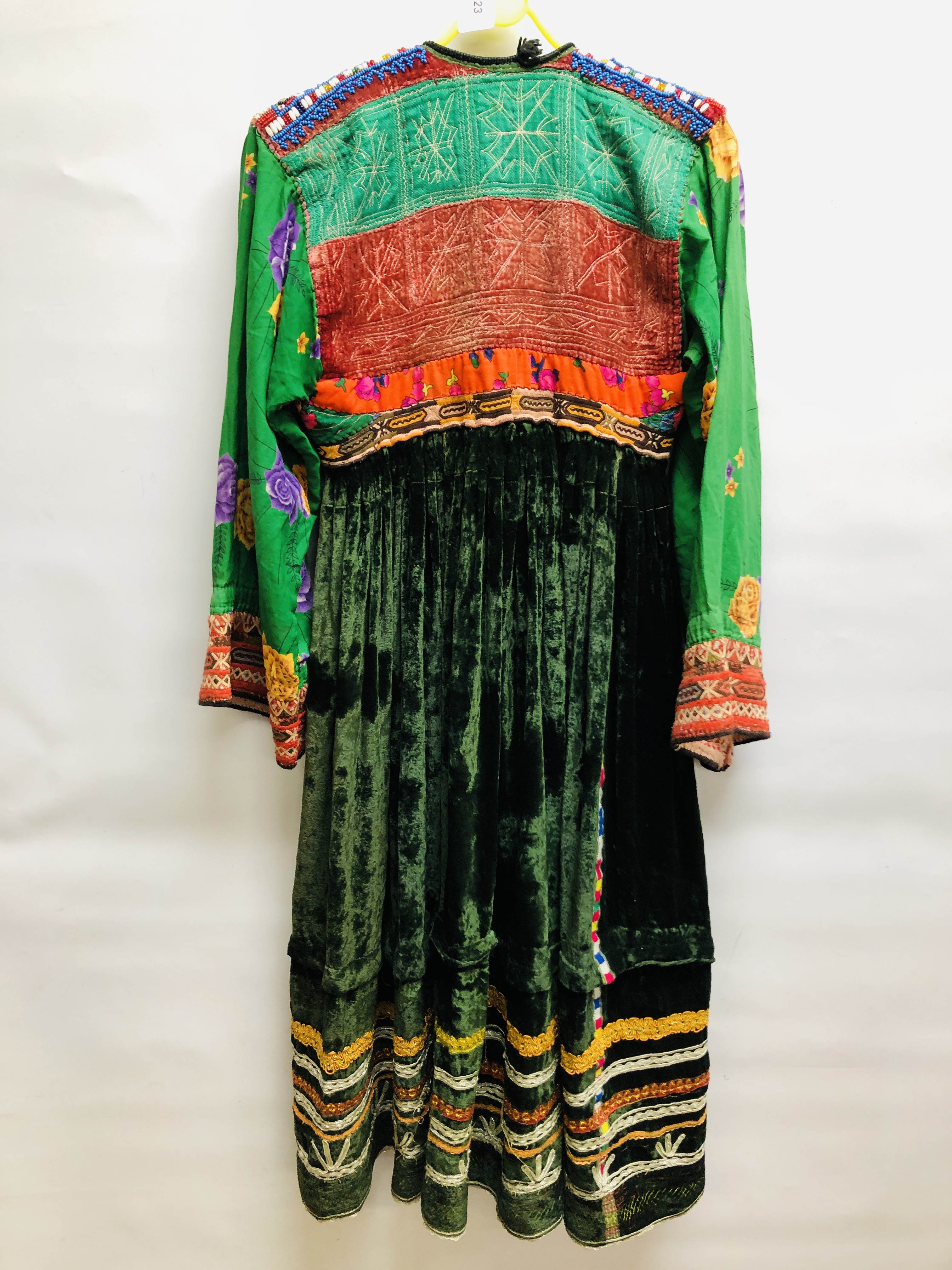 A VINTAGE AFGHAN KUCHI STYLE TRIBAL DRESS DECORATED WITH ELABORATE EMBROIDERY INTRICATE BEADWORK, - Image 6 of 6