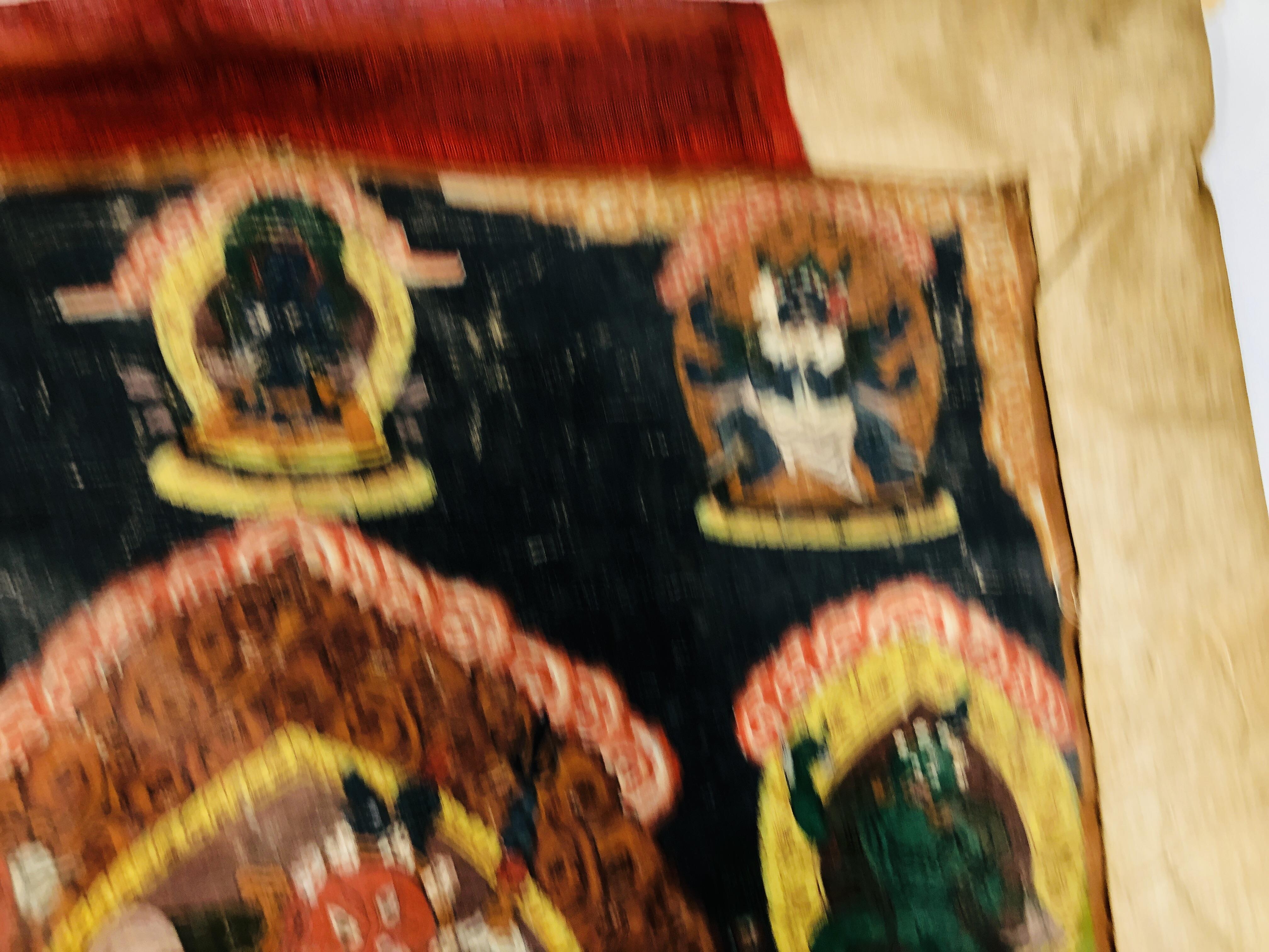 A TIBETAN THANGKA, DEPICTING CENTRAL DEITY SURROUNDED BY FURTHER FIGURES, PROBABLY YAMARAJA, - Image 10 of 17