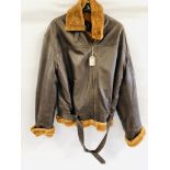 REAL LEATHER BROWN 3XL PILOTS STYLE JACKET.