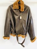 REAL LEATHER BROWN 3XL PILOTS STYLE JACKET.