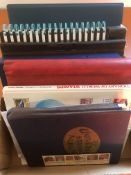 BOX WITH STAMP COLLECTIONS IN ALBUMS AND LOOSE, A FEW 1985-6 GB PRESENTATION PACKS,