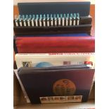 BOX WITH STAMP COLLECTIONS IN ALBUMS AND LOOSE, A FEW 1985-6 GB PRESENTATION PACKS,