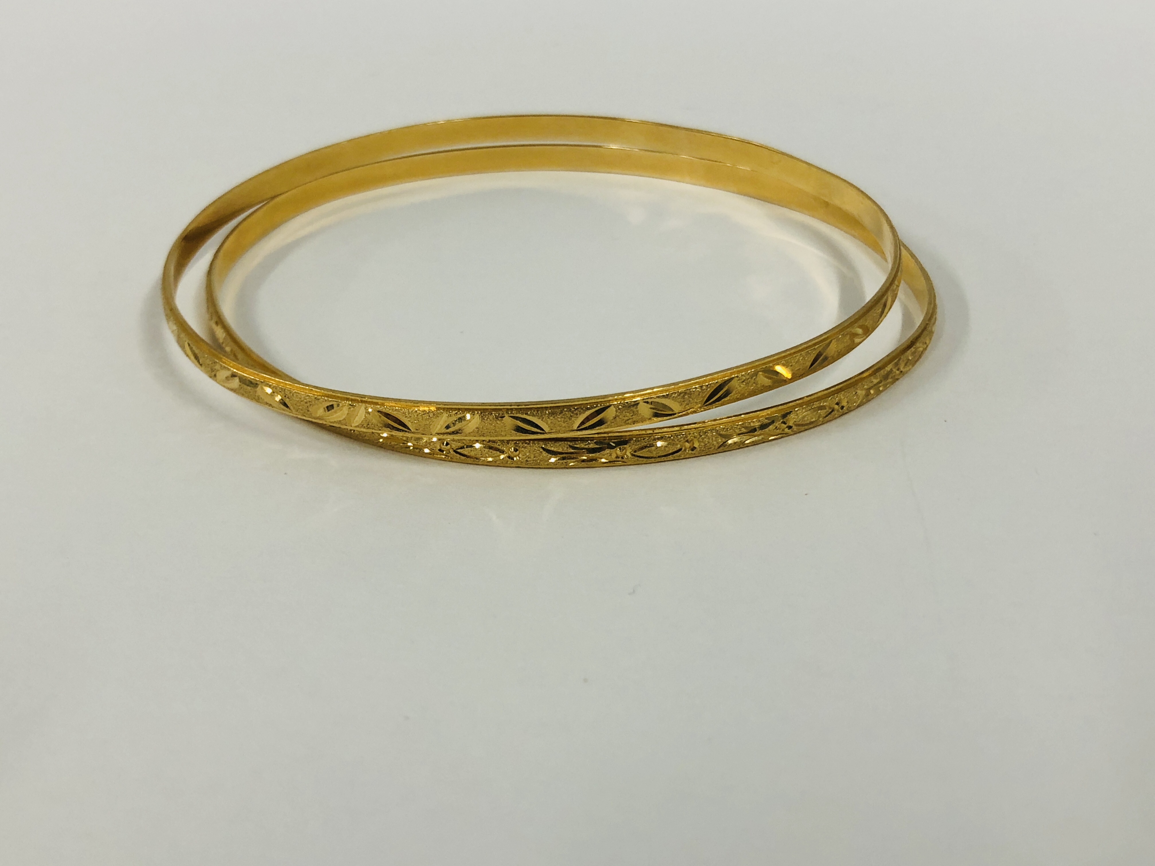 TWO BANGLE BRACELETS MARKED 14K TNR. - Image 4 of 6