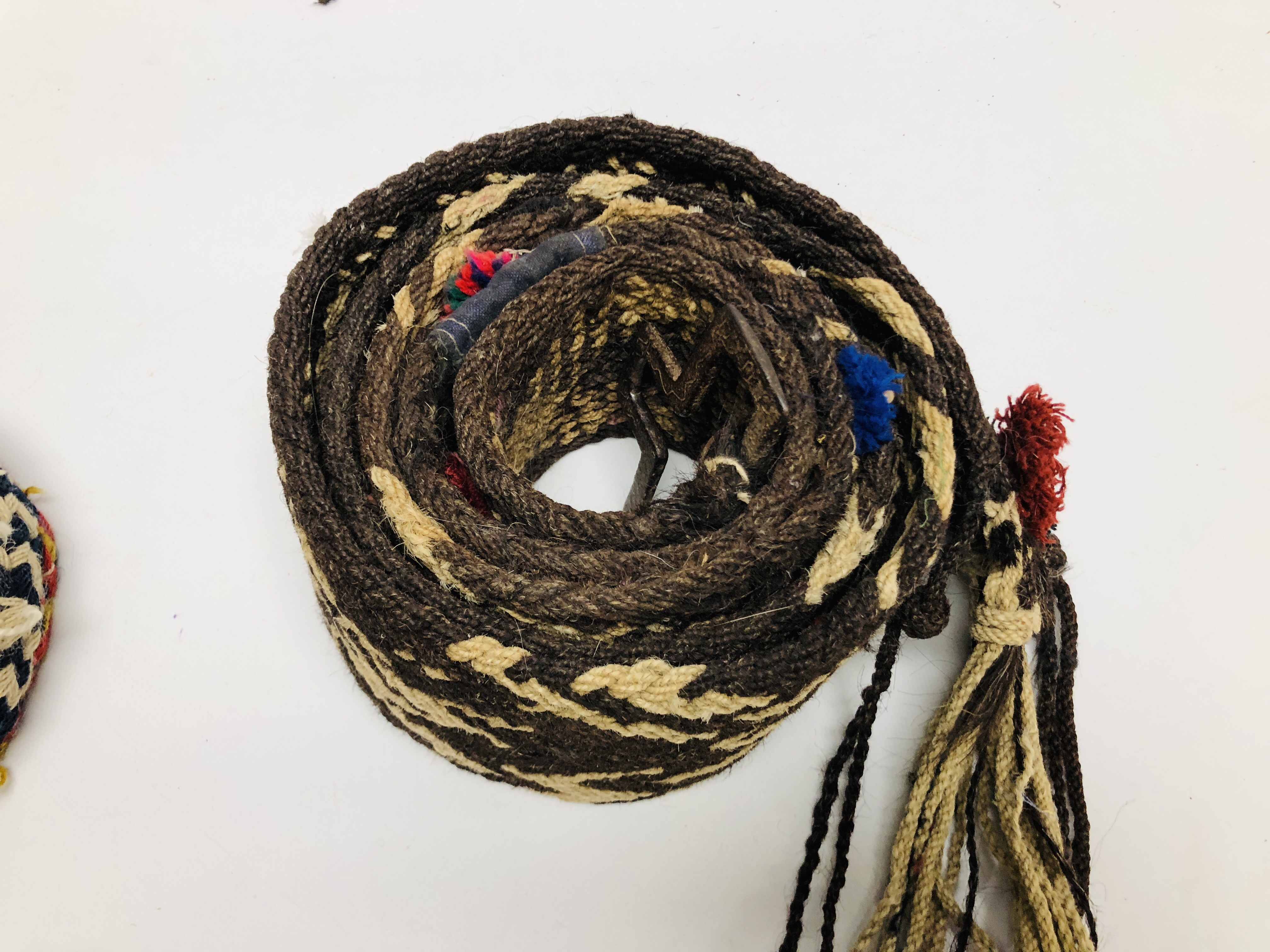 A GROUP OF THREE WOVEN TENT BANDS TO INCLUDE A QASHQUI NOMAD EXAMPLE - Image 3 of 5