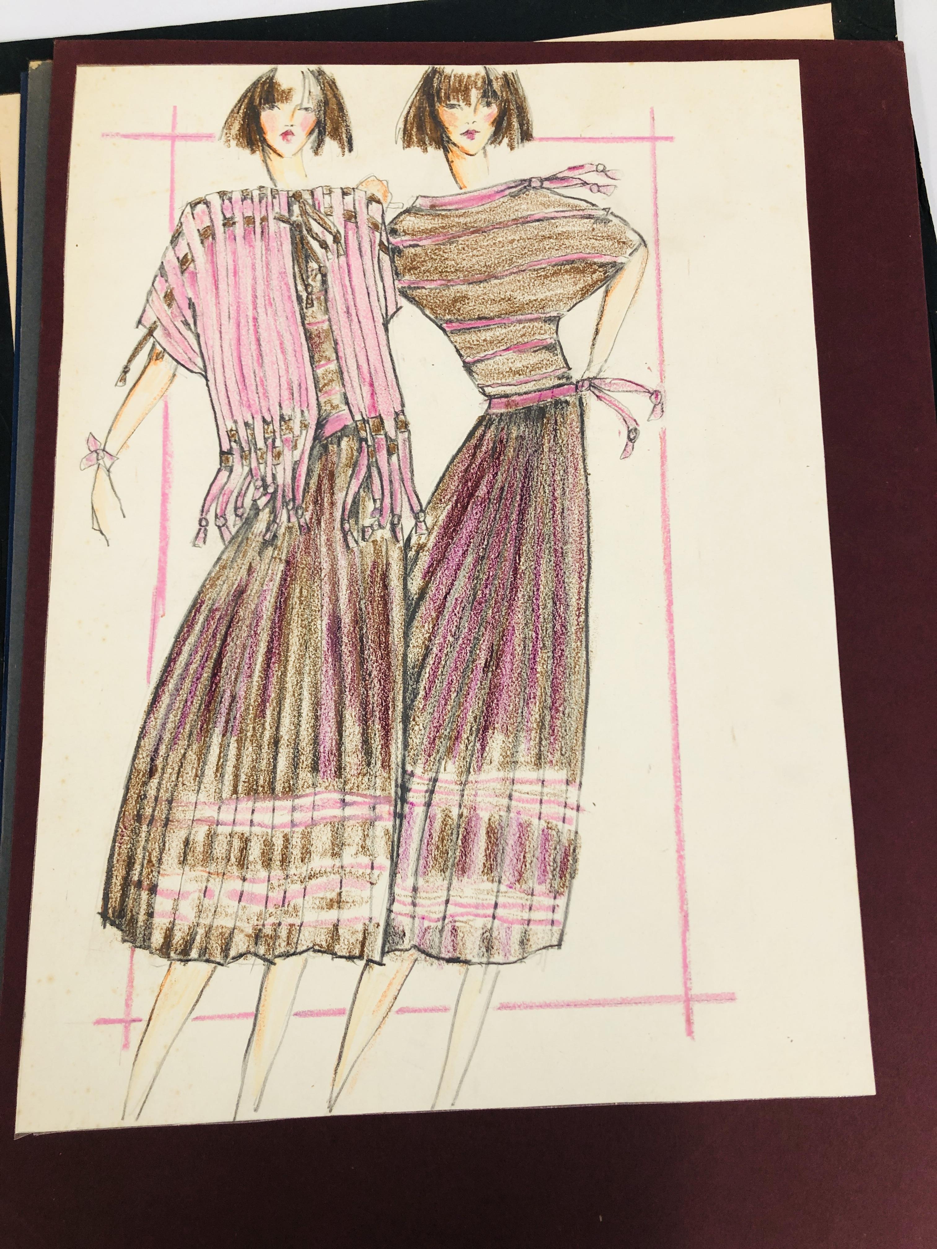 A FOLIO COLLECTION OF 23 ORIGINAL FASHION DESIGN SKETCHES TO INCLUDE BARBARA KENNINGTON, - Image 19 of 24