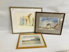 W H FORD, PASTEL "EAST END WELLS" 29 X 42CM, STEVEN BRAMBLE, WATERCOLOUR "CASTLE ACRE" 35 X 46CM.