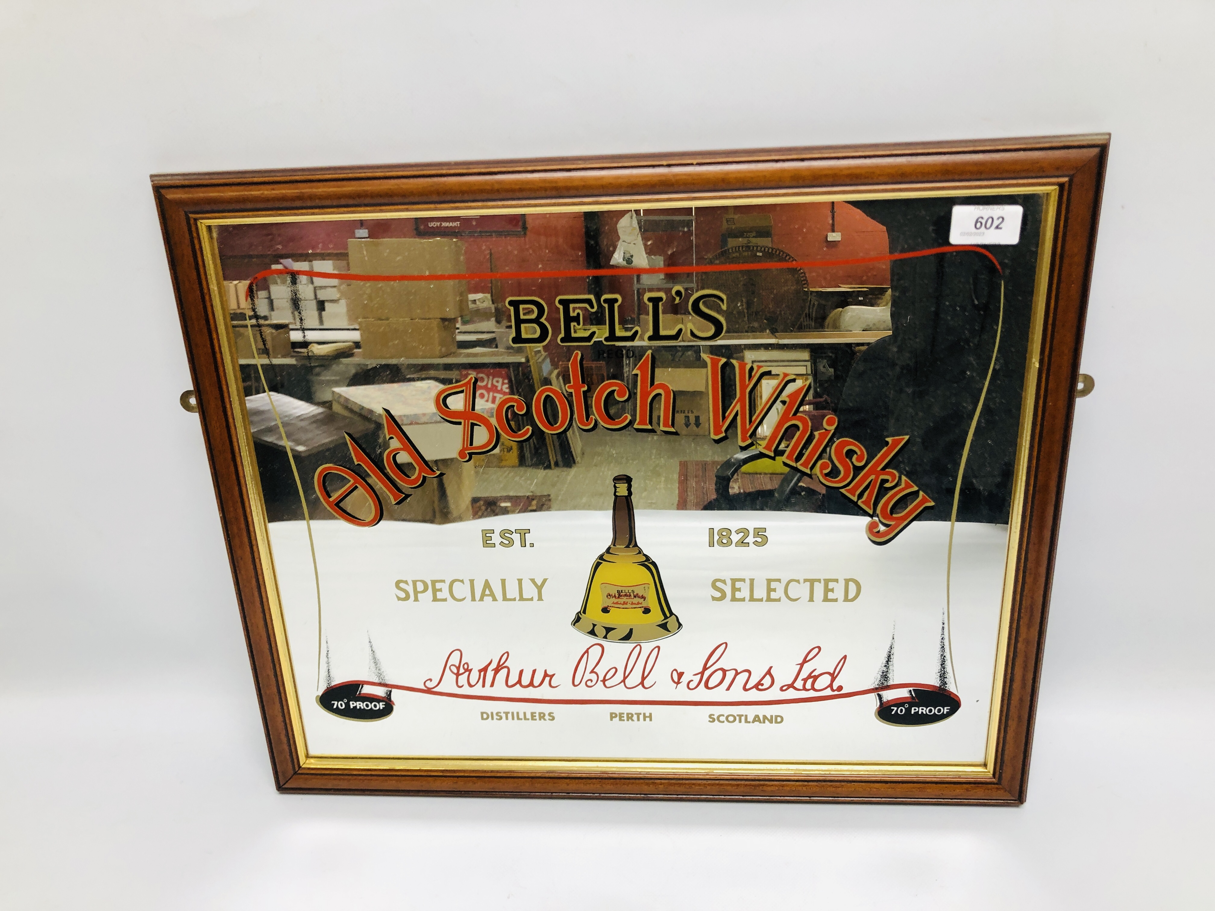 "BELLS" OLD SCOTCH WHISKY ADVERTISING MIRROR.