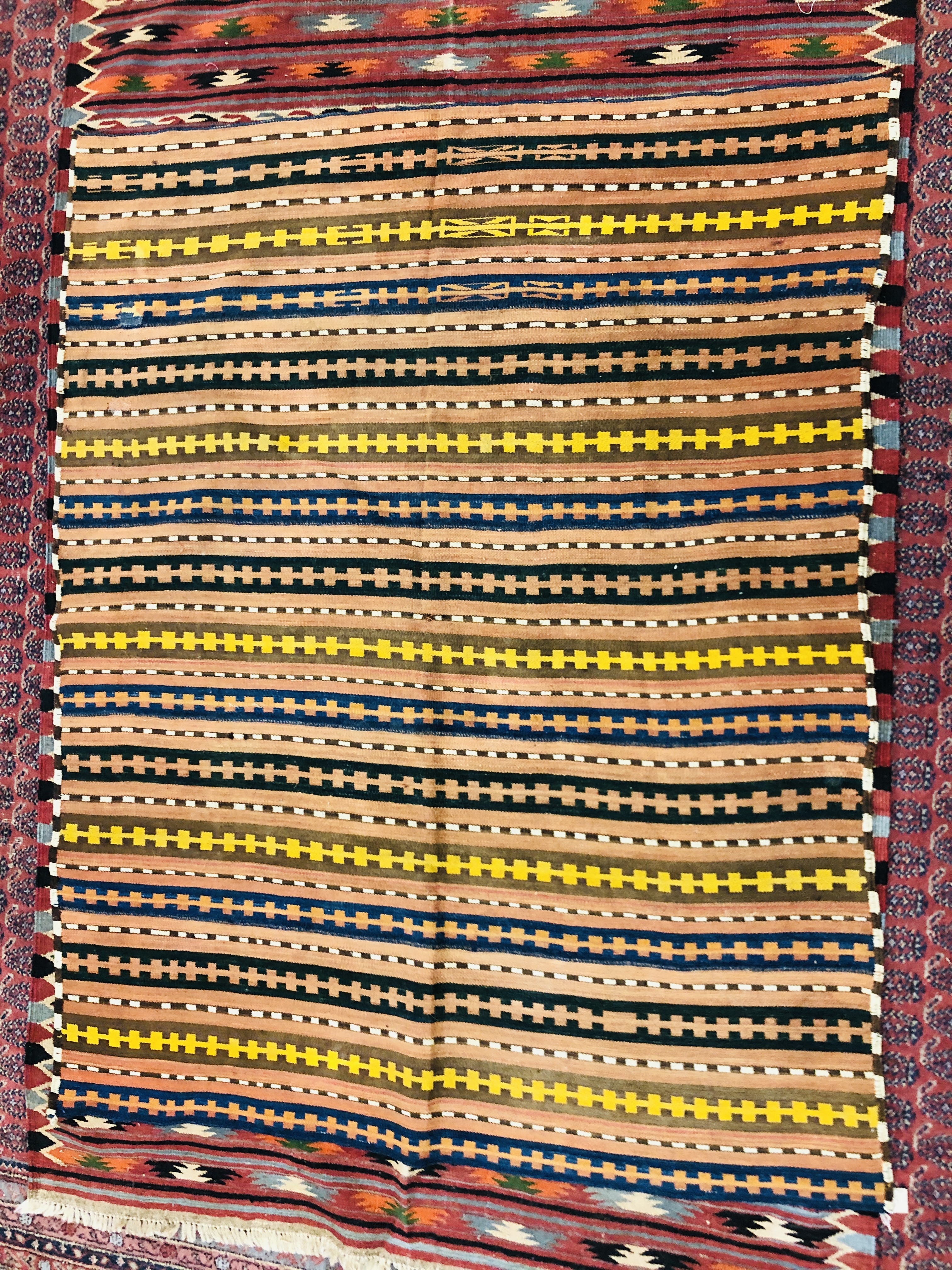 TWO PERSAIN STYLE FLAT WEAVE RUGS 280CM. X 138CM. , 169CM. X 138CM. - Image 4 of 12