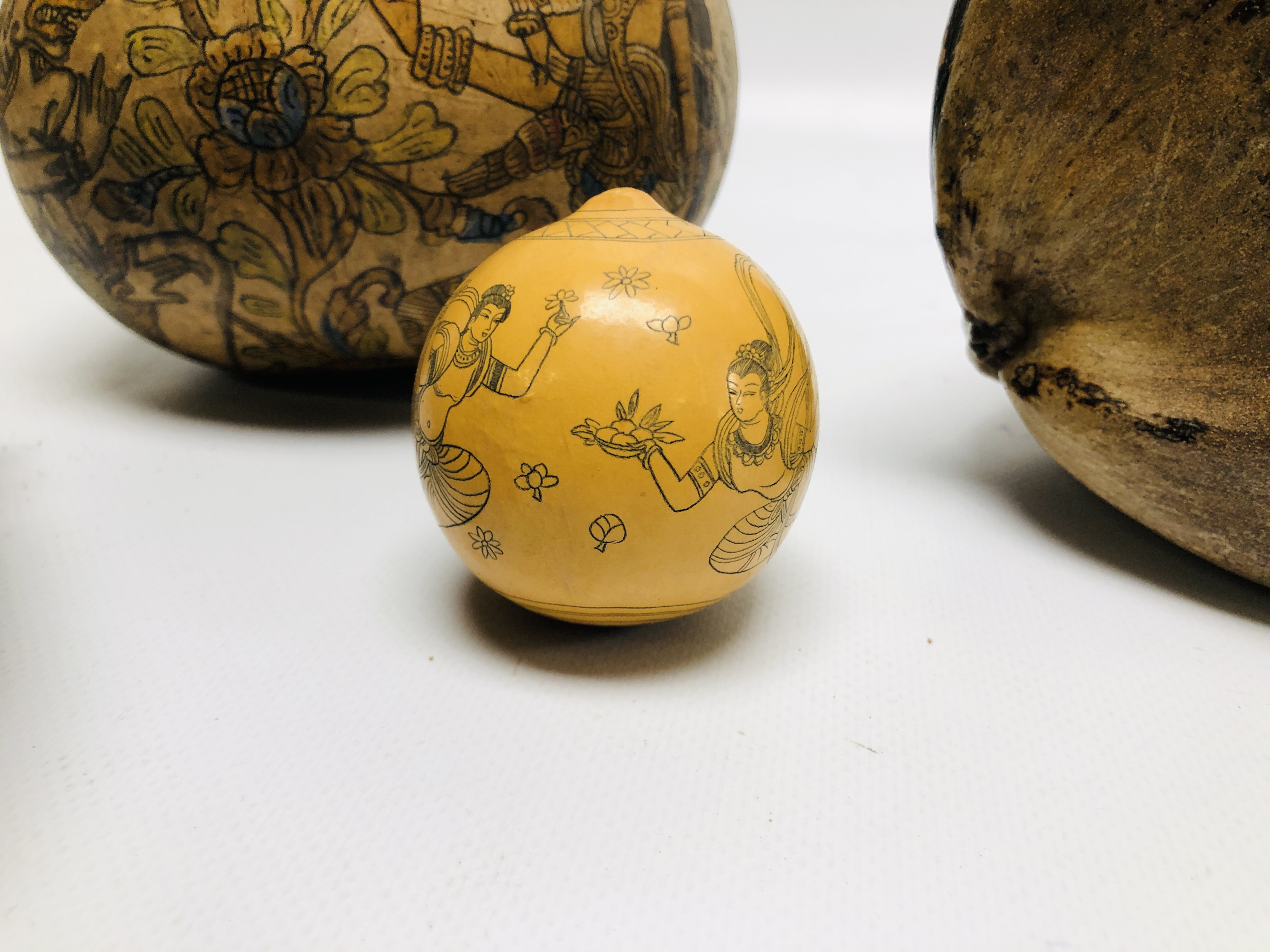 A NUT CARVED BY ABORIGINES DEPICTING SEA CREATURES A/F ALONG WITH A VESSEL MADE USING A NUT - Image 4 of 9