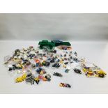 SELECTION OF LEGO MINI FIGURES (COMPLETE) AS WELL AS VARIOUS OTHER LEGO PARTS INCLUDING BASE BOARDS.