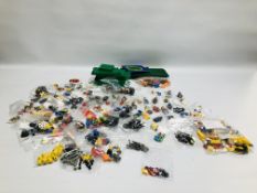 SELECTION OF LEGO MINI FIGURES (COMPLETE) AS WELL AS VARIOUS OTHER LEGO PARTS INCLUDING BASE BOARDS.