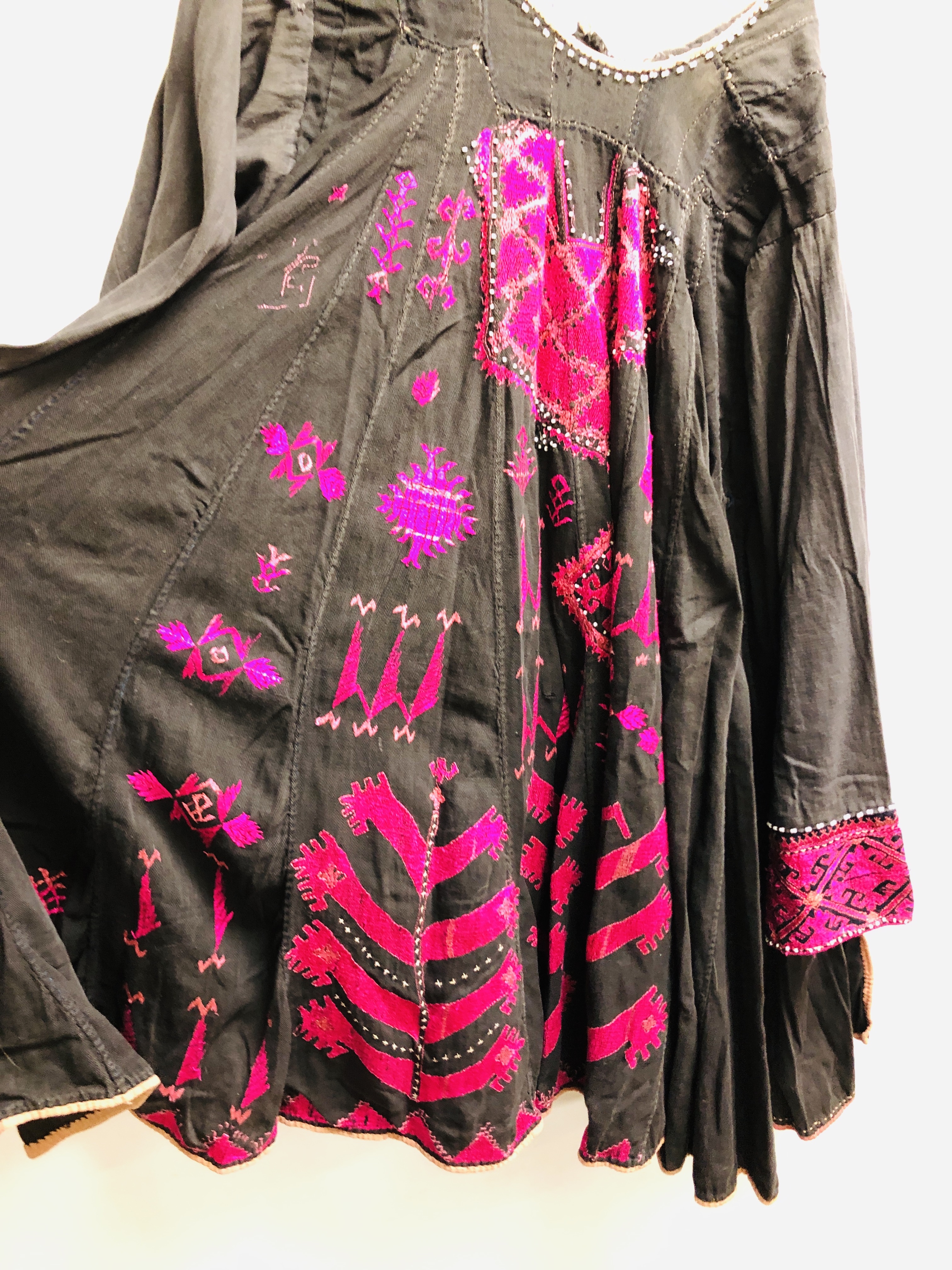 TWO VINTAGE ETHNIC TRIBAL DRESSES HANDMADE WITH PATCHWORK AND EMBROIDERED PANELS (REQUIRES - Image 10 of 13