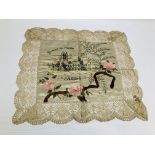 A 1920's FRENCH SILK SOUVENIR CLOTH, PRINTED WITH THE RUINS OF "ARRAS",