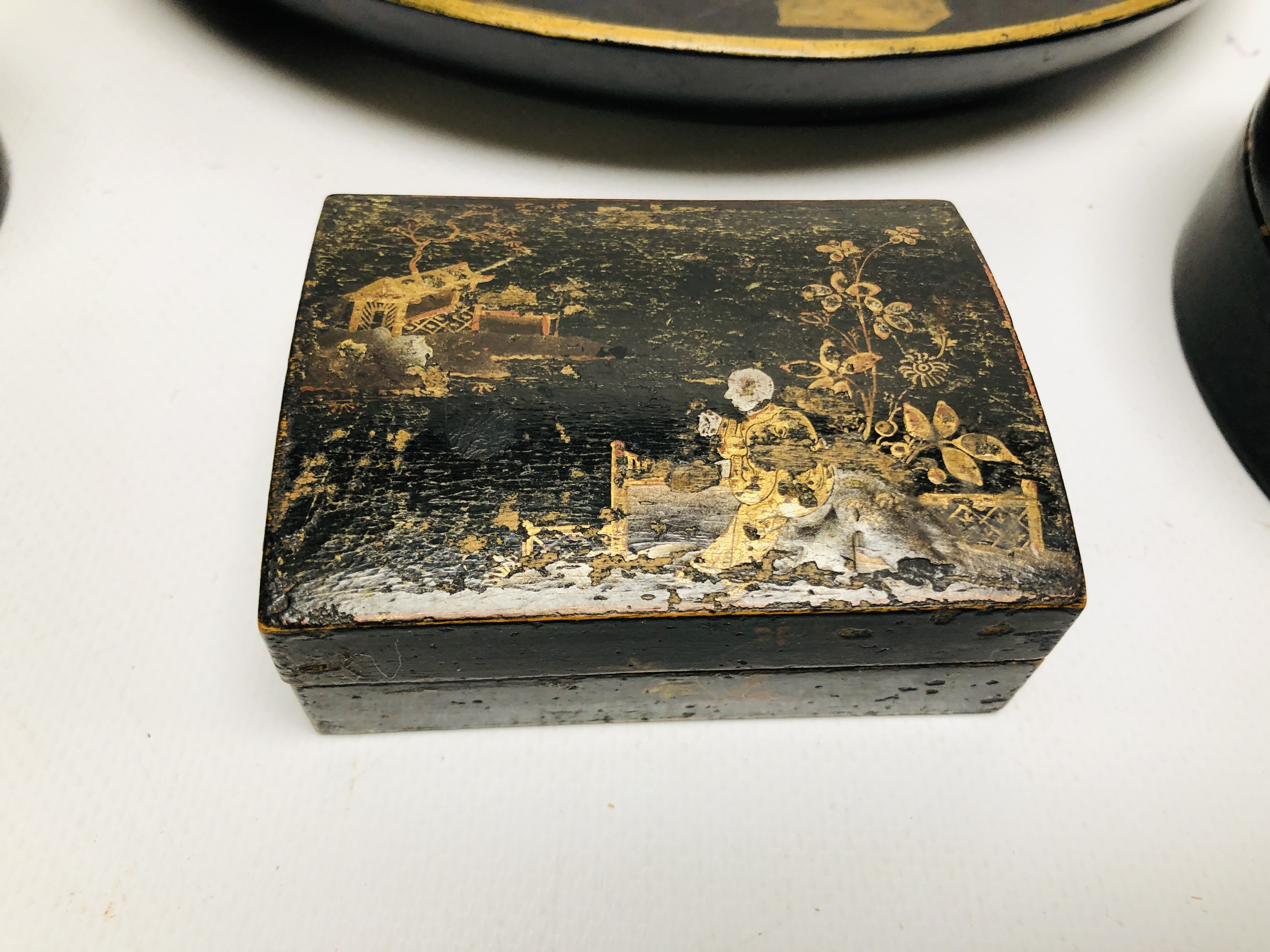A COLLECTION OF VINTAGE ORIENTAL LACQUERED BOXES, TRINKET BOXES, - Image 8 of 14