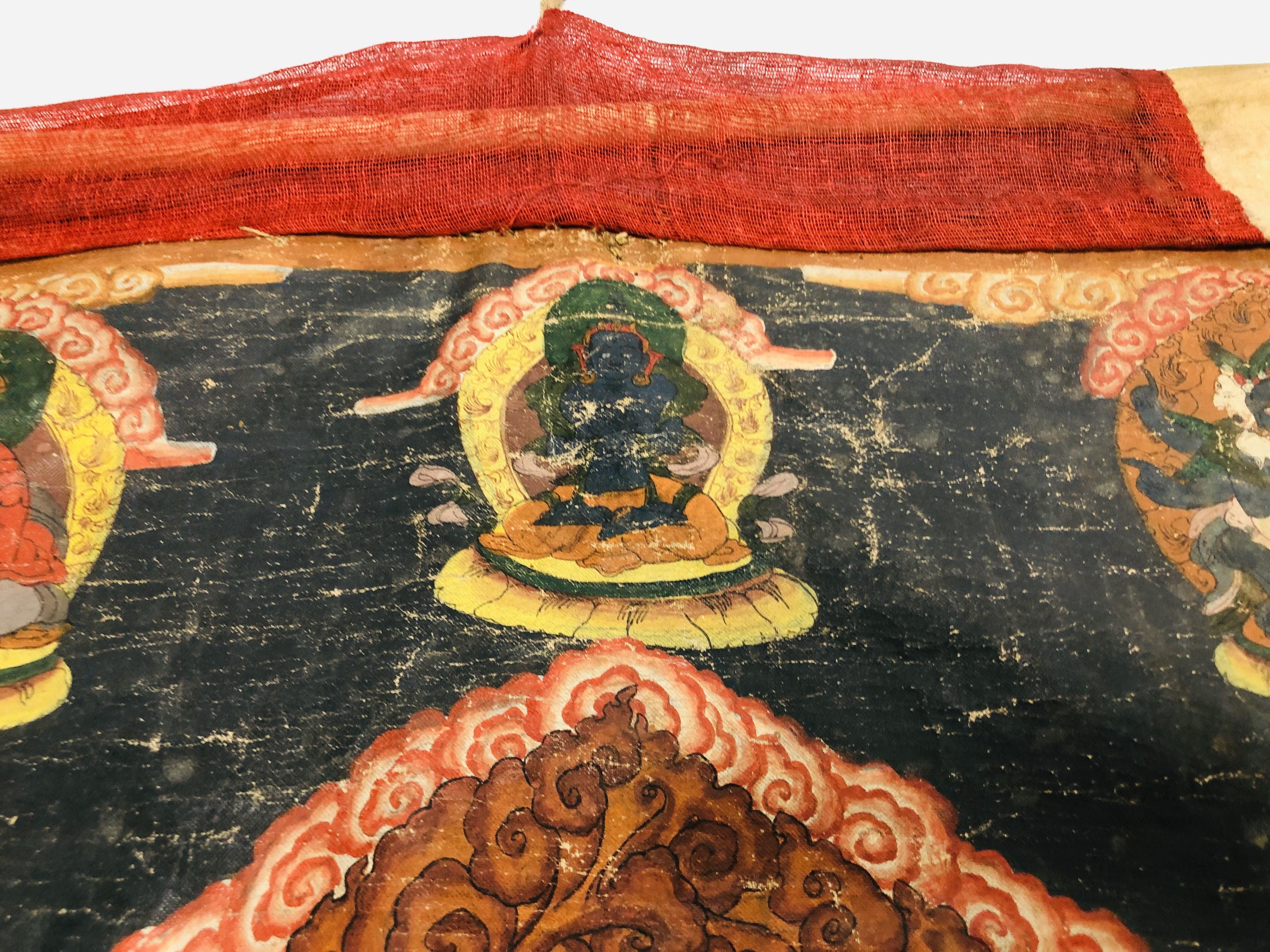 A TIBETAN THANGKA, DEPICTING CENTRAL DEITY SURROUNDED BY FURTHER FIGURES, PROBABLY YAMARAJA, - Image 3 of 17