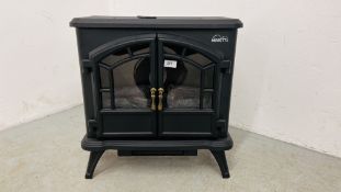 A MORETTI ELECTRIC SOLID FUEL EFFECT STOVE WITH REMOTE CONTROL - SOLD AS SEEN