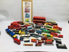 2 BOXES OF MIXED DIE CAST MODEL BUSSES TO INCLUDE CORGI, LEYLAND, DINKY ETC.