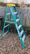 YOUNGMAN "CAT WALK" FIVE TREAD FIBRE GLASS FRAME STEP LADDER.