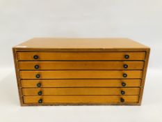A SIX DRAWER COLLECTOR'S CHEST, EACH DRAWER WITH MULTIPLE COMPARTMENTS - W 51CM. D 26CM. H 25CM.