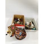 TWO BOXES OF ASSORTED MODERN EASTERN TRIBAL JEWELLERY AND ACCESSORIES TO INCLUDE BEADED,