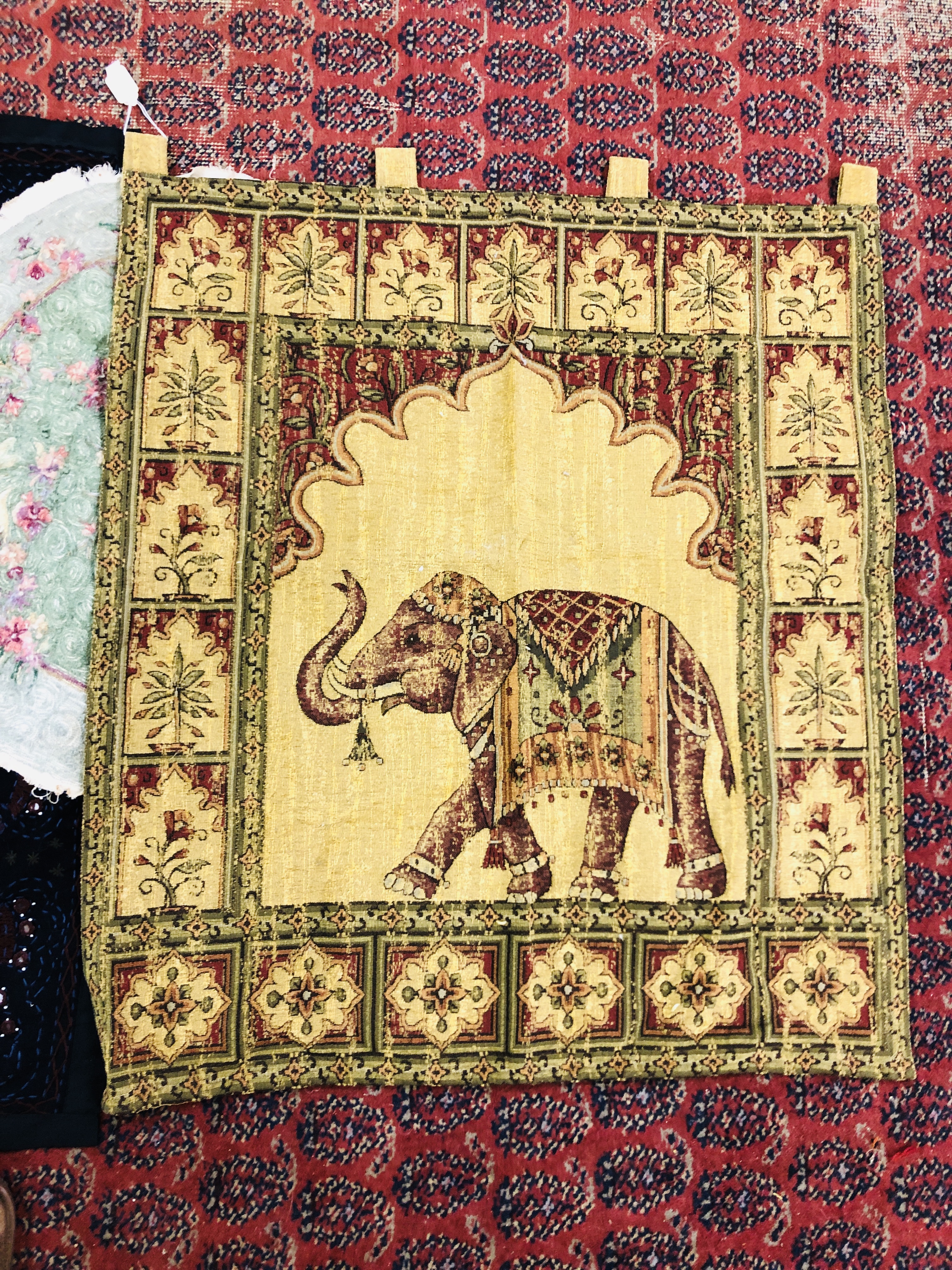 A BOX OF ASSORTED EASTERN AND PERSIAN STYLE HAND CRAFTED NEEDLEWORK AND EMBROIDERY PANELS AND WALL - Image 9 of 9