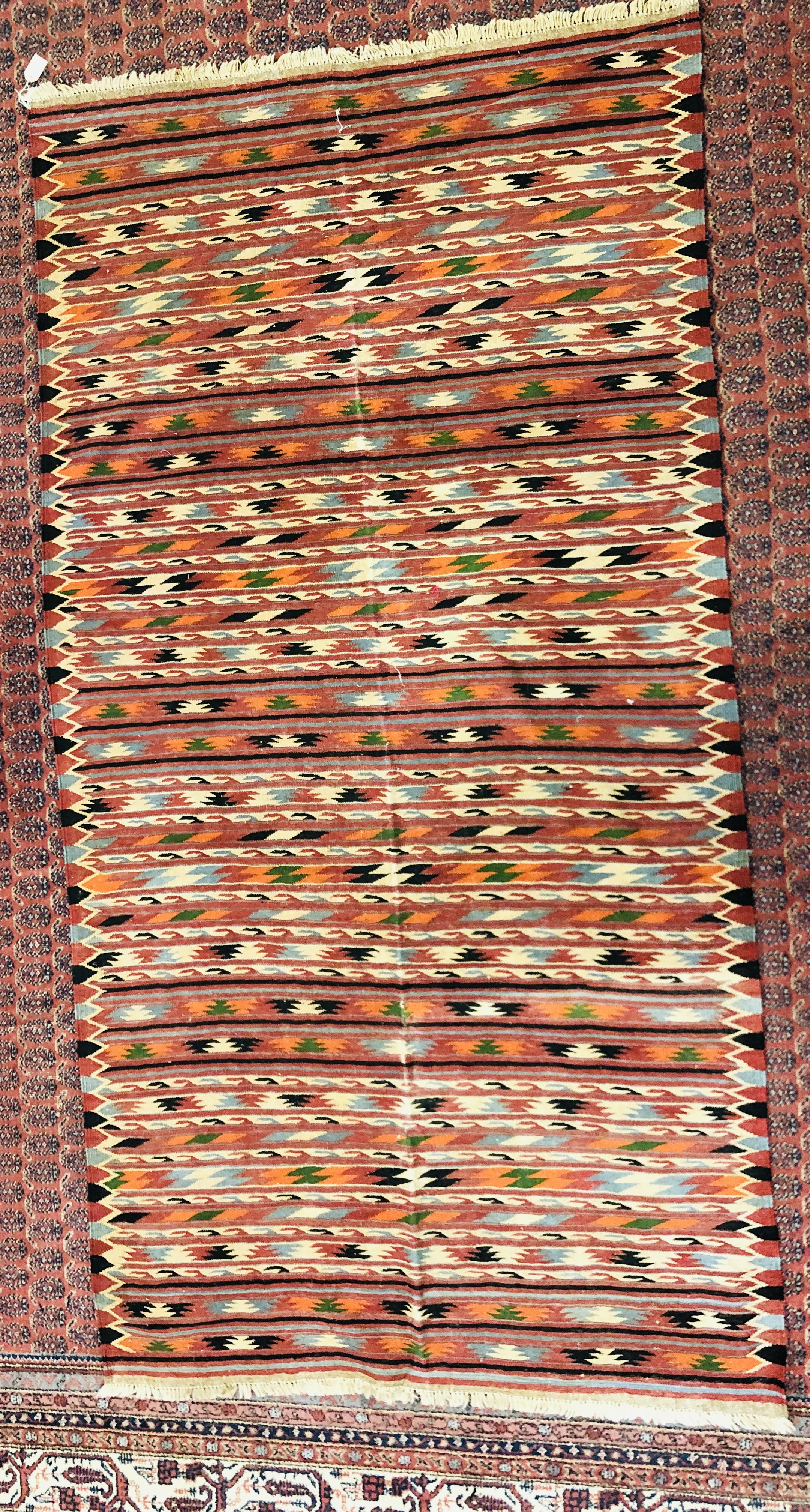 TWO PERSAIN STYLE FLAT WEAVE RUGS 280CM. X 138CM. , 169CM. X 138CM. - Image 8 of 12