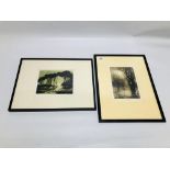 TWO FRAMED AND MOUNTED LIMITED EDITION ETCHINGS TO INCLUDE "MISTY MORNING" 17/20, W 13.
