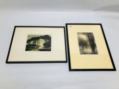 TWO FRAMED AND MOUNTED LIMITED EDITION ETCHINGS TO INCLUDE "MISTY MORNING" 17/20, W 13.