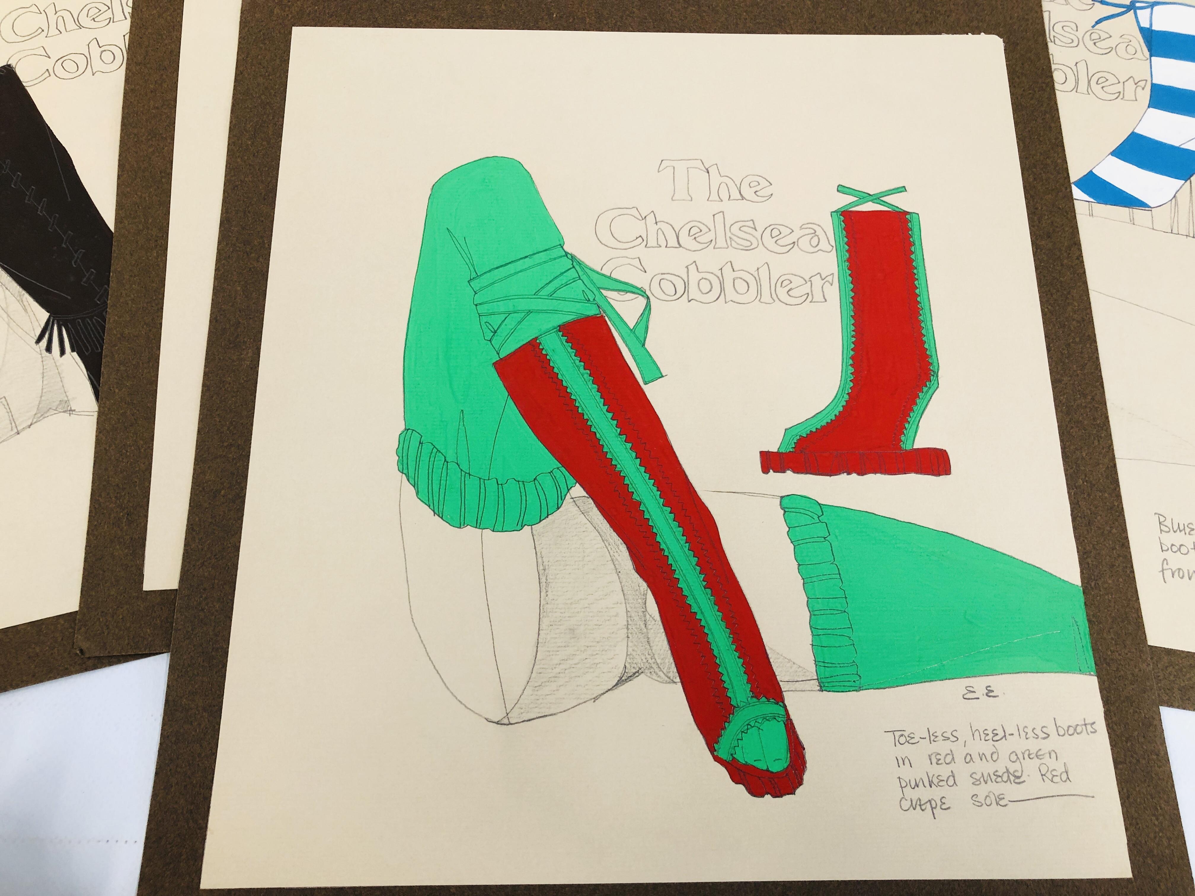 A GROUP OF 16 ORIGINAL FASHION DESIGN SKETCHES "THE CHELSEA COBBER" BEARING INITIALS E.E. - Image 5 of 17