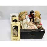 A GROUP OF 9 PORCELAIN COLLECTORS DOLLS TO INCLUDE "THE HOUSE OF VALENTINA, KNIGHTSBRIDGE NUN,