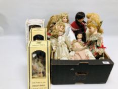 A GROUP OF 9 PORCELAIN COLLECTORS DOLLS TO INCLUDE "THE HOUSE OF VALENTINA, KNIGHTSBRIDGE NUN,