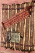 TWO FLAT WEAVES AND A SADDLE BAG (DETERIORATION PRESENT)