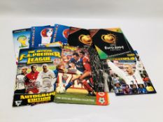 A GROUP OF MIXED PART FOOTBALL COLLECTORS ALBUMS TO INCLUDE EURO'S, WORLD CUP AND F.A.