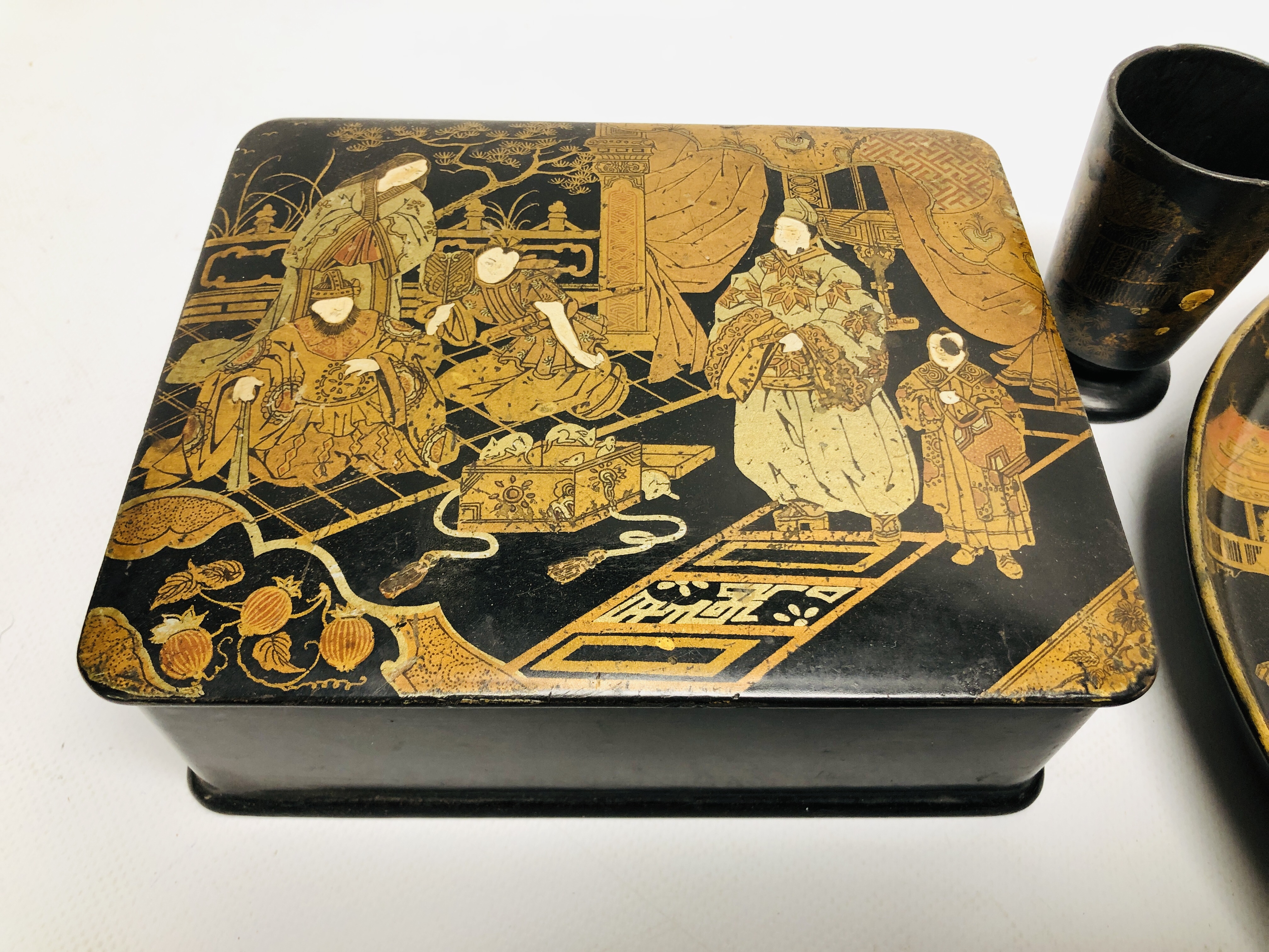 A COLLECTION OF VINTAGE ORIENTAL LACQUERED BOXES, TRINKET BOXES, - Image 4 of 14