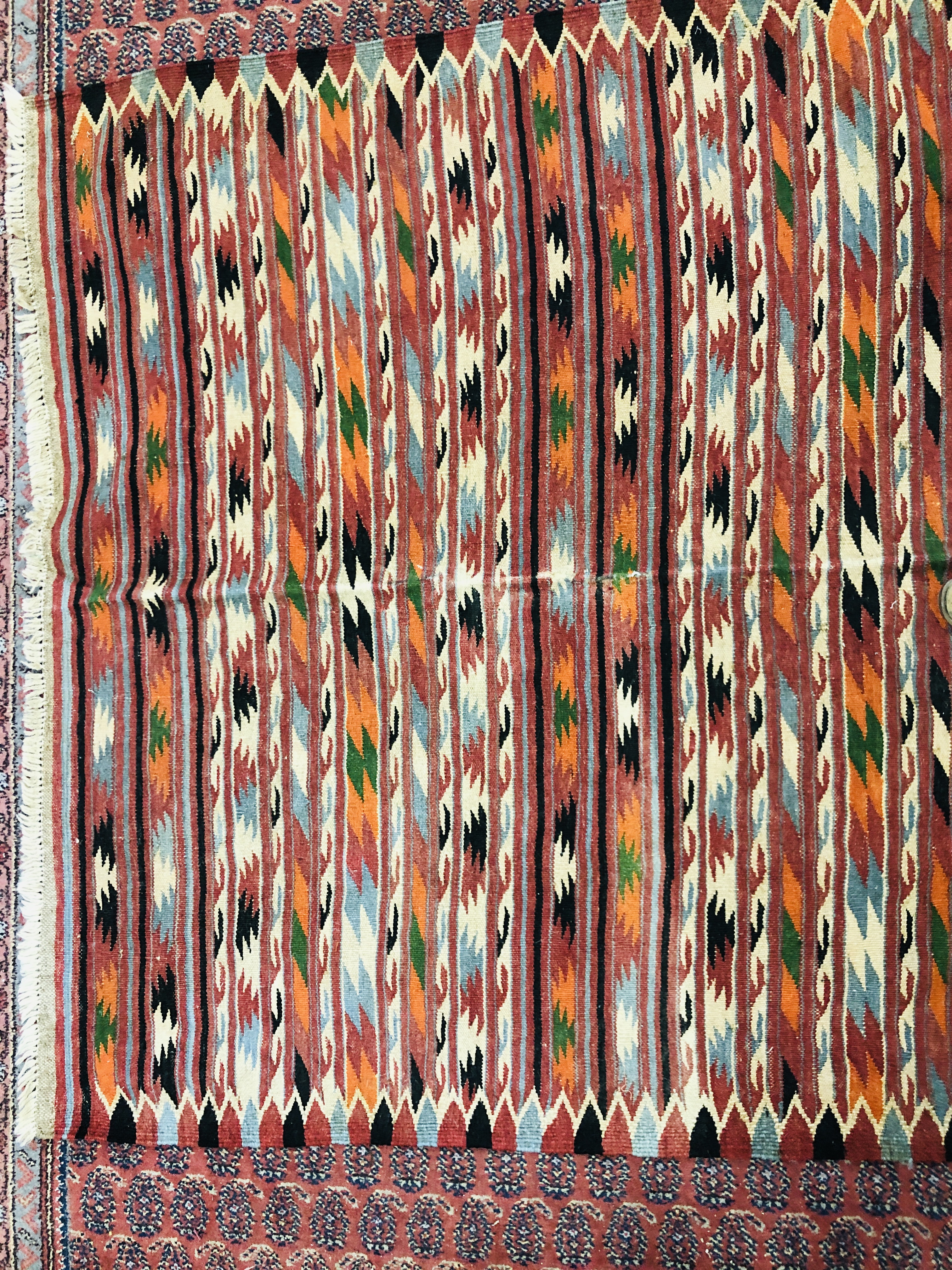 TWO PERSAIN STYLE FLAT WEAVE RUGS 280CM. X 138CM. , 169CM. X 138CM. - Image 9 of 12